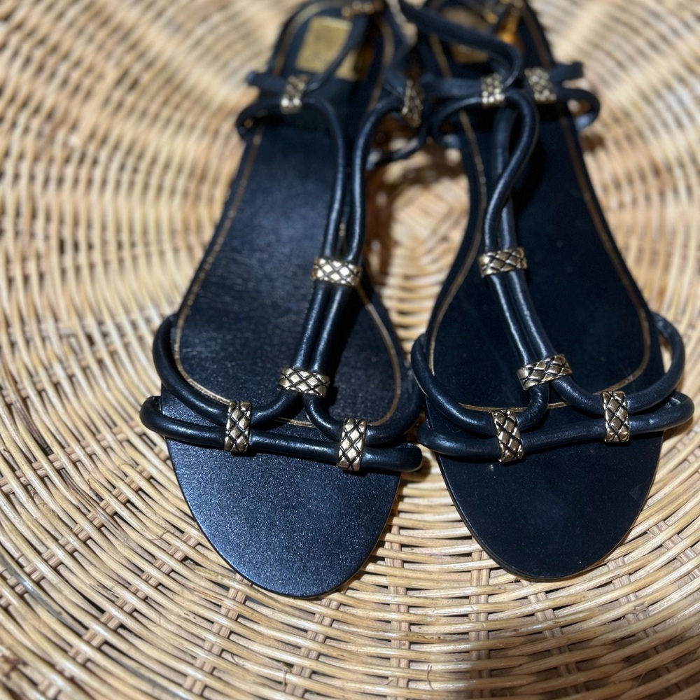 Dolce Vita Black and Gold Strappy Sandals - Picture 3 of 6